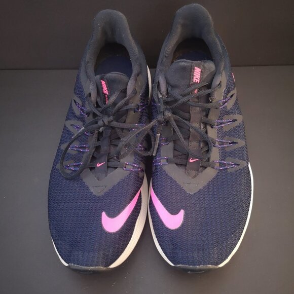Nike Running Ladies Size 7.5 Navy with Pink Swoosh White & Black Sole Sneakers - Picture 1 of 9